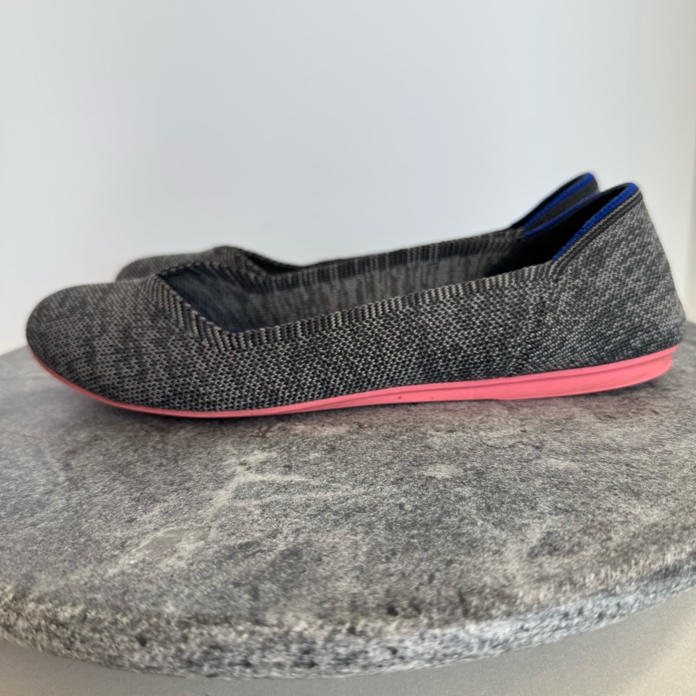 Rothys Birdseye Grey Heathered The Flat Round Toe Shoes 7.5 - Picture 3 of 10
